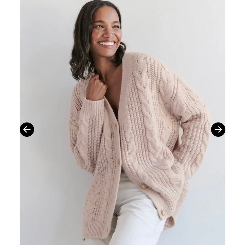 Jenni Kayne Cable Cocoon Cardigan blush Small - Picture 4 of 7